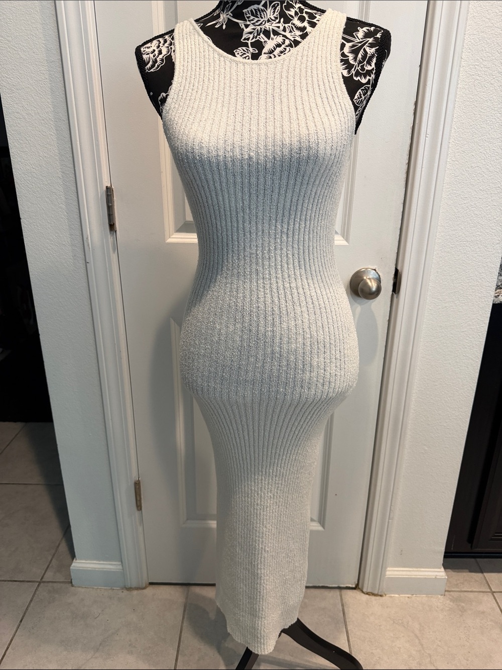 JLUXLABEL Ivory Sleeveless Ribbed Maxi Dress